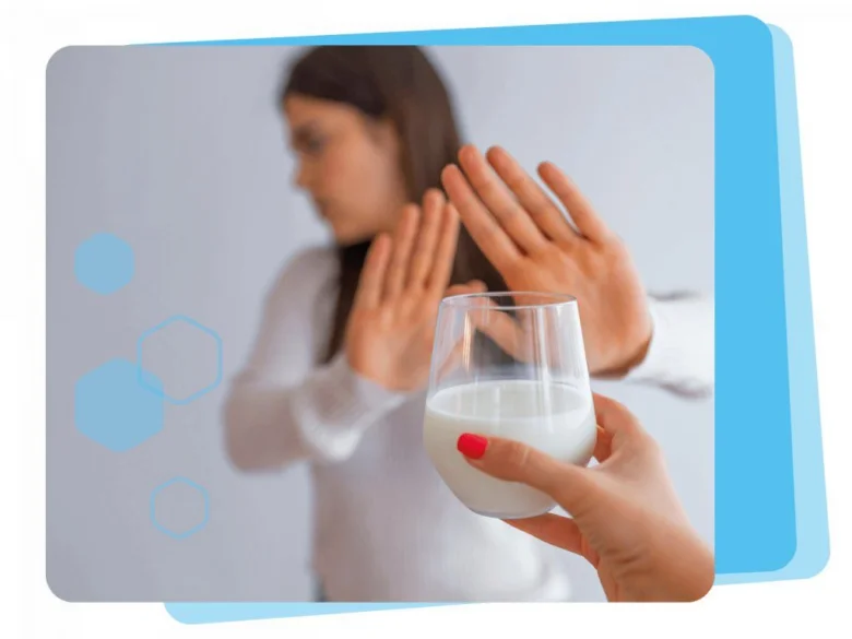 Woman refusing milk glass