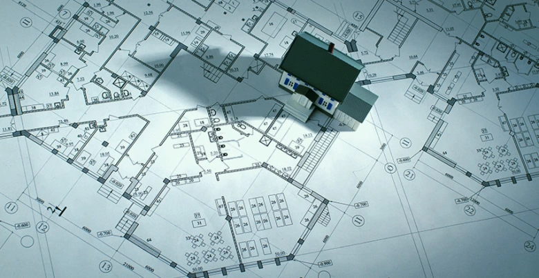 House model on blueprint