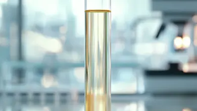 Skleněná zkumavka s tekutinou v laboratoři.