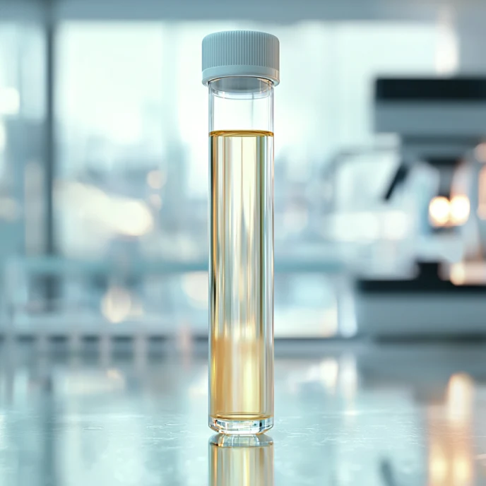 Skleněná zkumavka s tekutinou v laboratoři.
