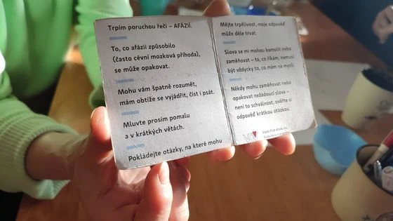 Český leták s radami pro lidi trpící afázi a jejich okolí.